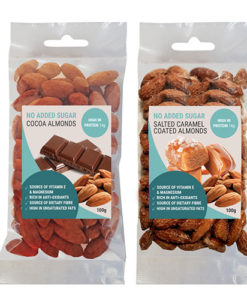almonds cocoa and salted caramel coated sugar free