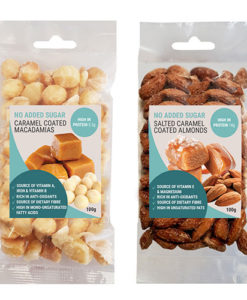 macadamias caramel and almond salted caramel sugar free