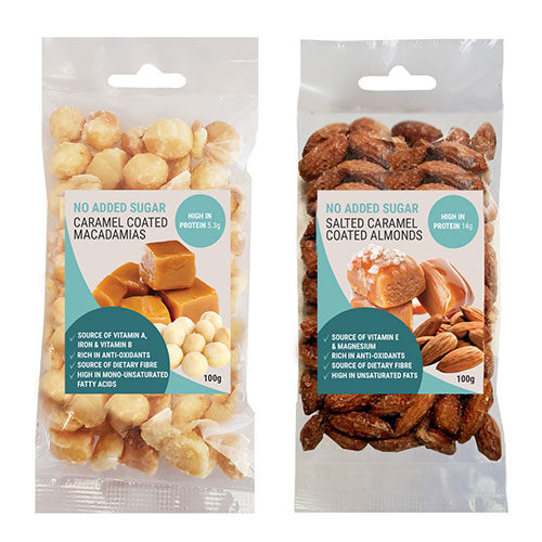 macadamias caramel and almond salted caramel sugar free