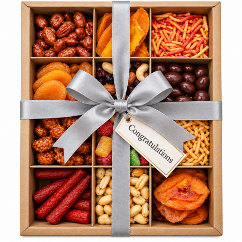 Congratulations Dried fruit and Nuts snack box Silver