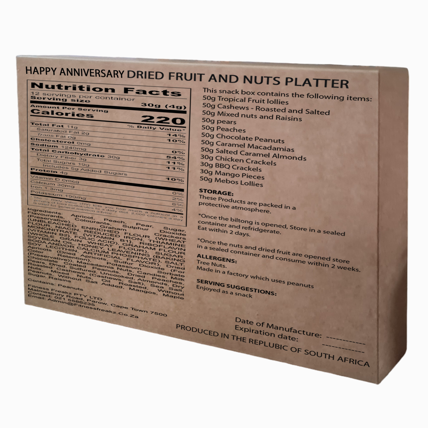 Happy Anniversary Dried fruit and Nuts snack box Gold - Image 3