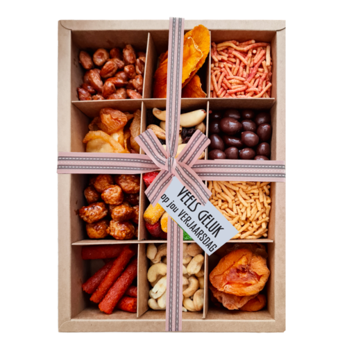 Veels geluk Dried Fruit & nuts snack box pink