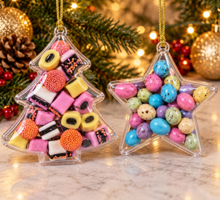 Christmas Tree or Star Decorations filled with sweets