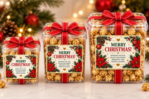 Christmas Gift Tub filled with Caramel Popcorn
